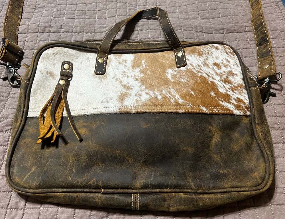 Myra Bag Serenity Hair-On Cowhide & Leather Laptop Bag